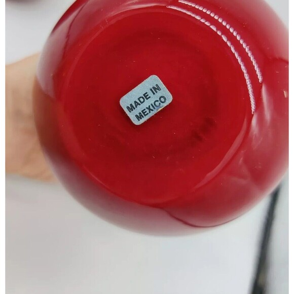 Vintage Red Ruby Ball Vase Jar Decorative Decor Glass Mexico 4"   Round Pretty - Picture 5 of 10